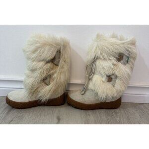 PAJAR Gorgeous Girl's Winter Boots WHITE Fur Trimmed Italian Wool